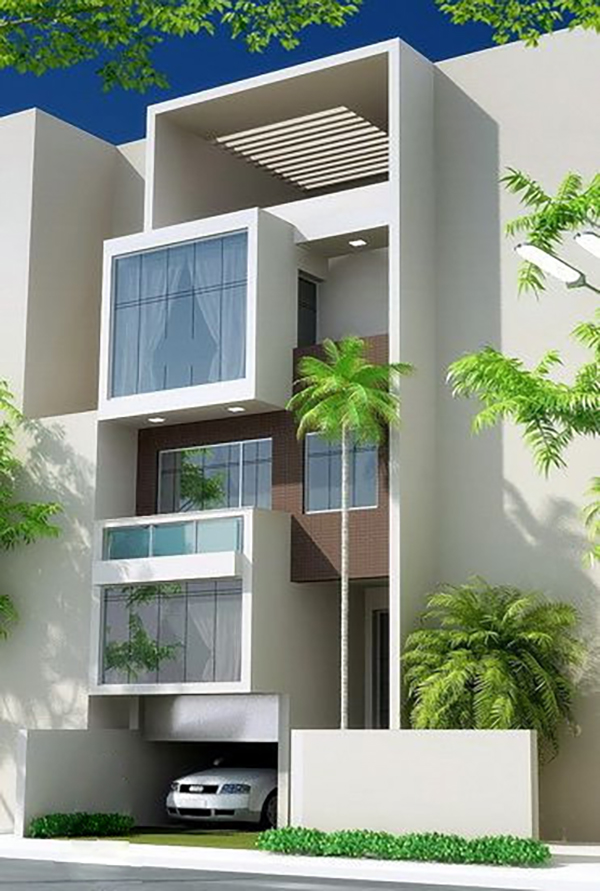 thiết kế nhà phố có tầng hầm để xe